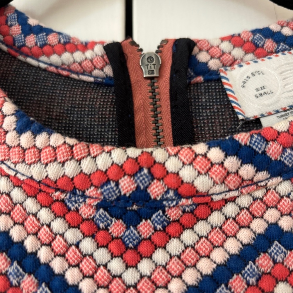 Anthropologie Postmark 9-H15 StCL Zig Zag Top Pink Chevron Dot Womens Size Small - Picture 8 of 12